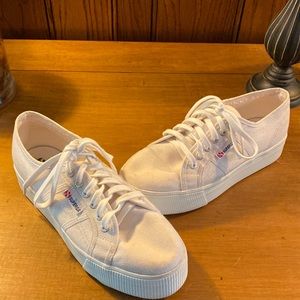 Barely used Platform white SUPERGA shoes